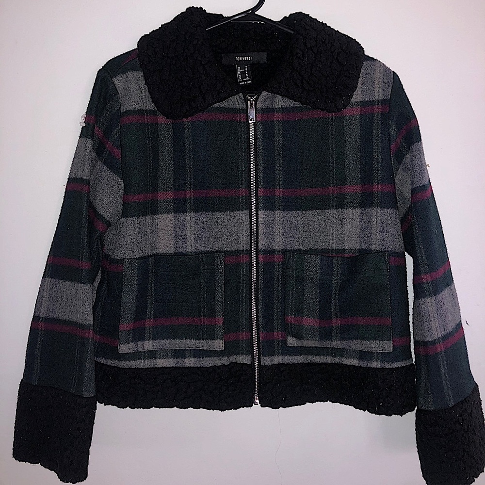 Women Cropped Zip-Up Sherpa Jacket